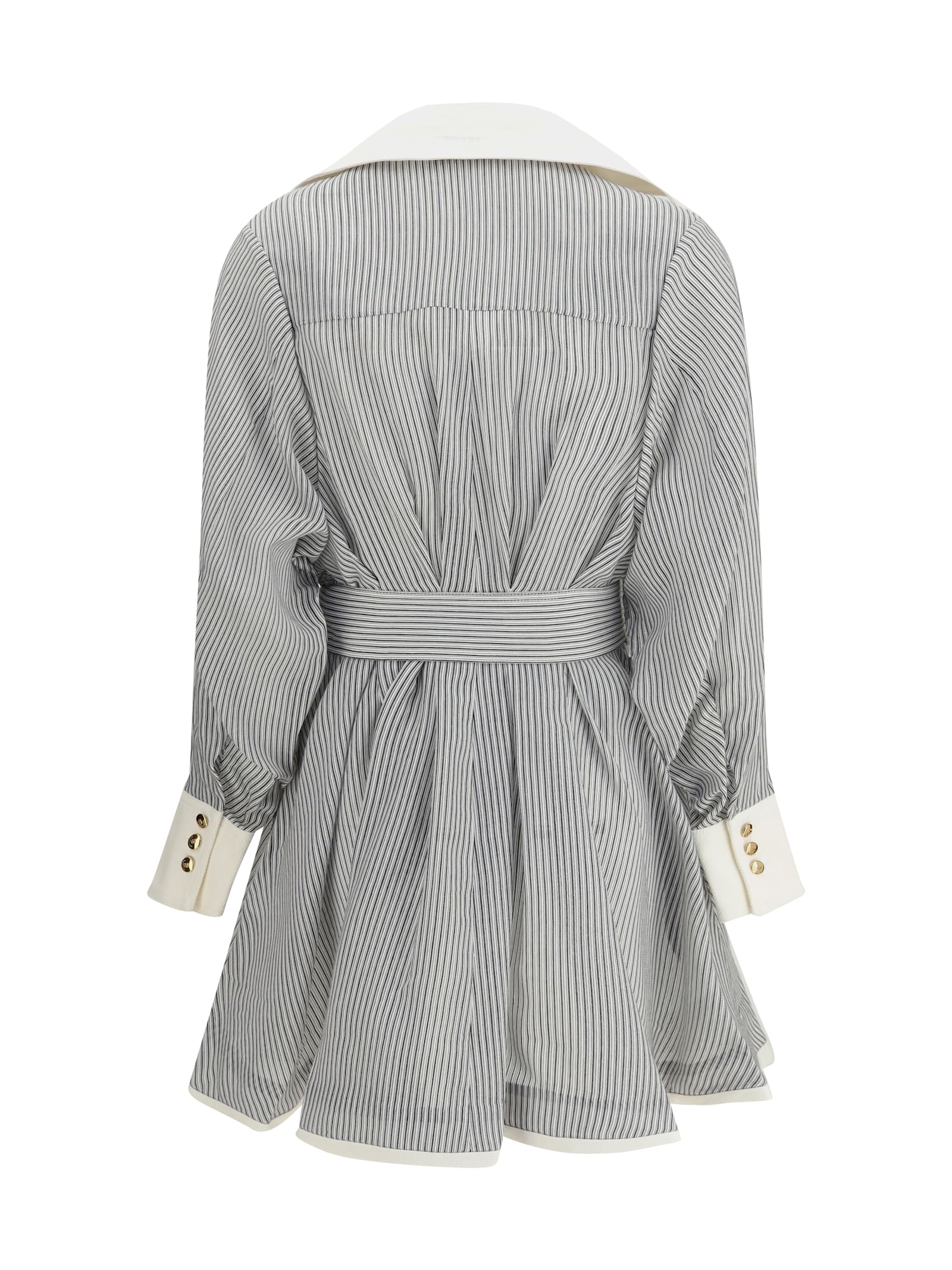 Zimmermann Illustration Tuck Mini Dress In Stripe In Gray