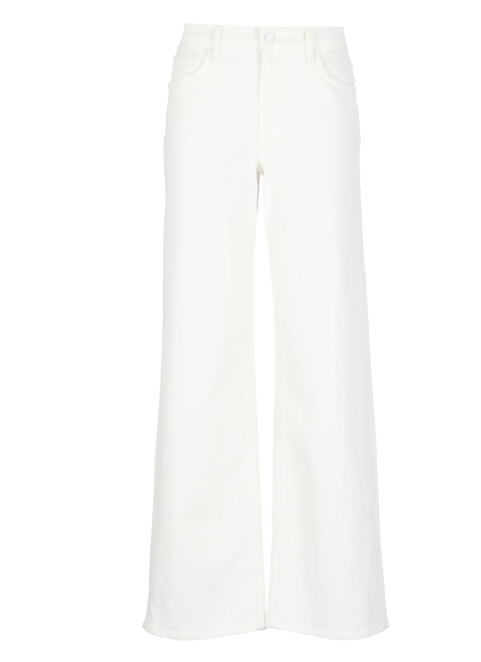 Mother The Hustler Patch Pocket Raw Hem High Waist Ankle Flare Jeans In White