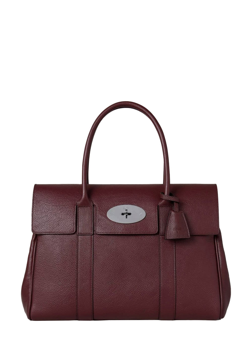 bayswater Small Bordeaux Shoulder Bag With Twist-lock Closure In Grainy Leather Woman
