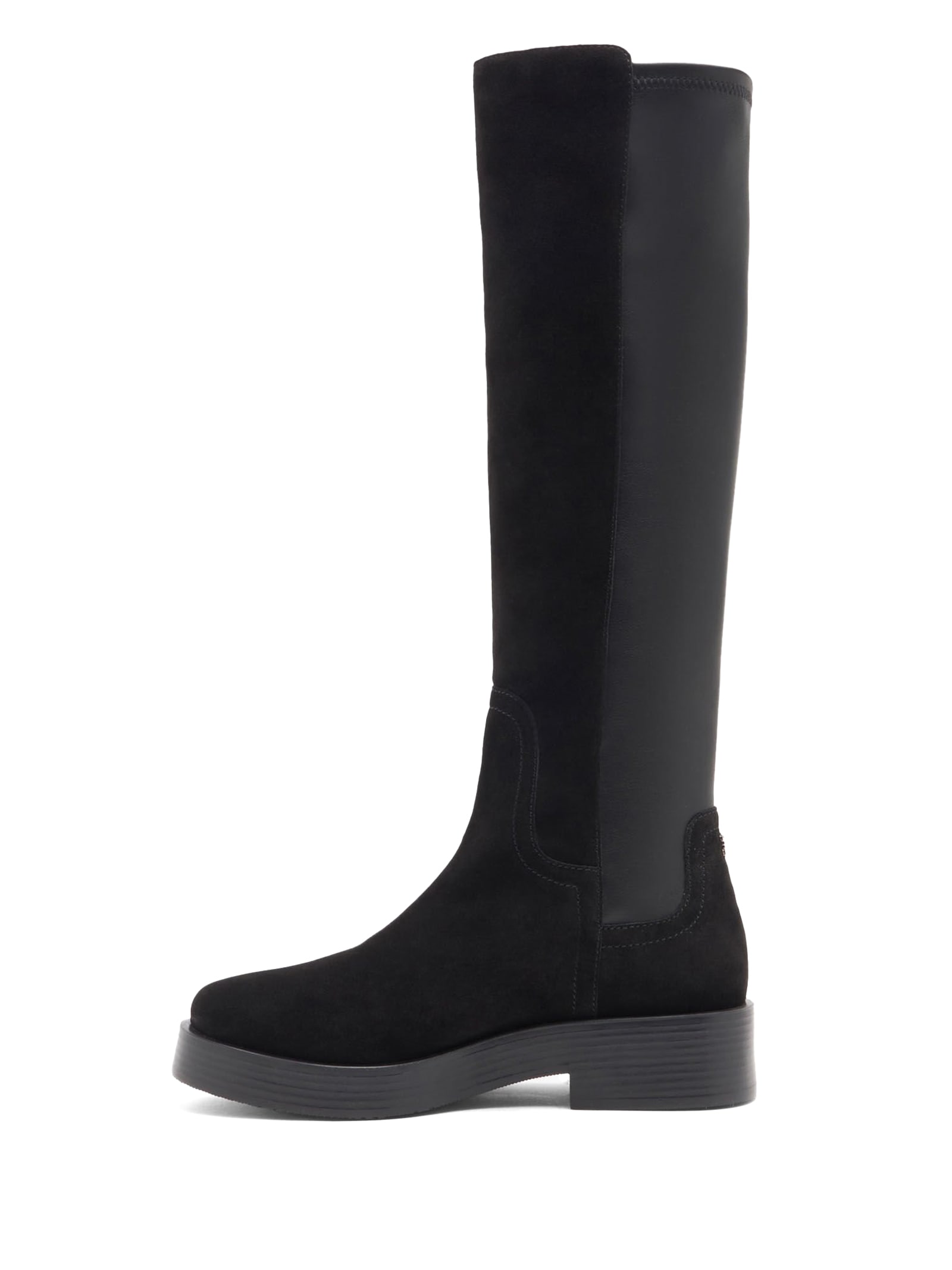 Shop Casadei Black Boot In Suede And Eco Nappa Stretch In Nero