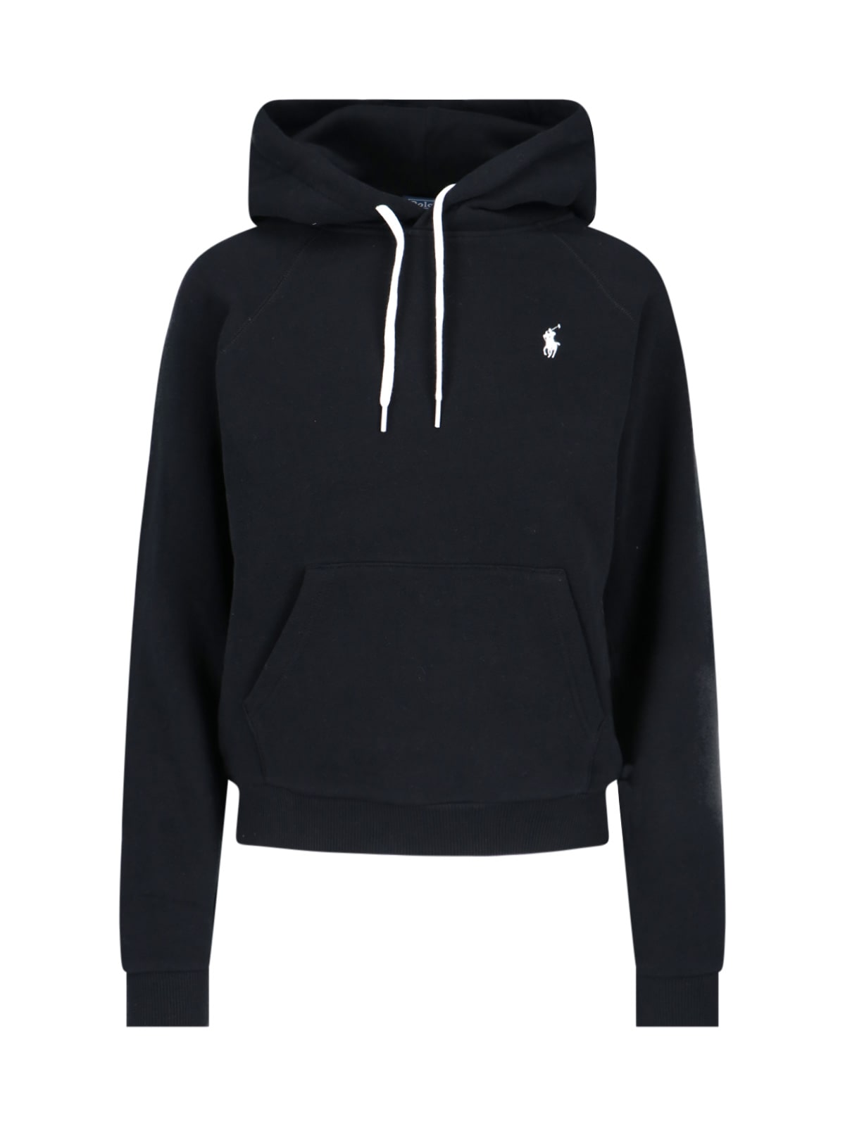 Ralph Lauren Shrunken Fit Fleece Hoodie In Black