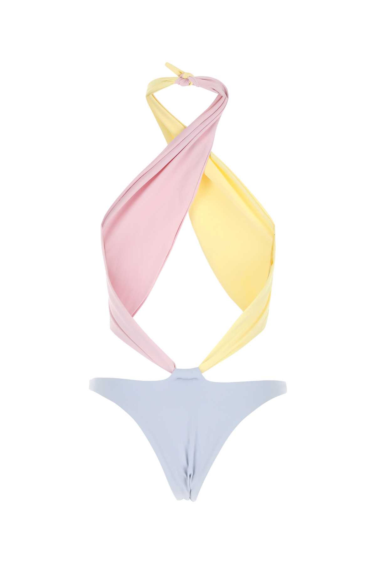 Shop Reina Olga Multicolor Stretch Nylon Showpony Trikini In 3tonepastel
