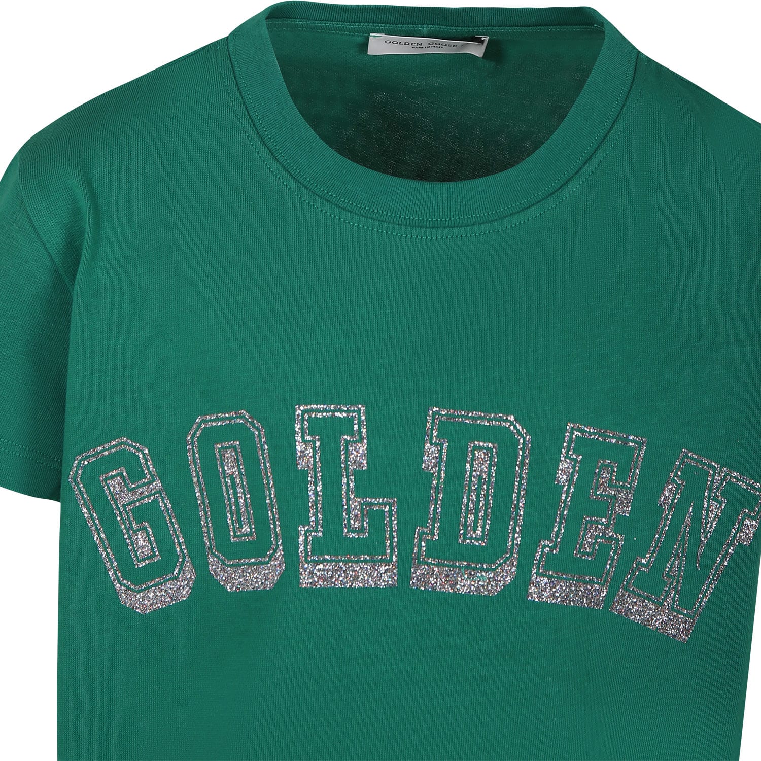Shop Golden Goose Green T-shirt For Kids With Logo