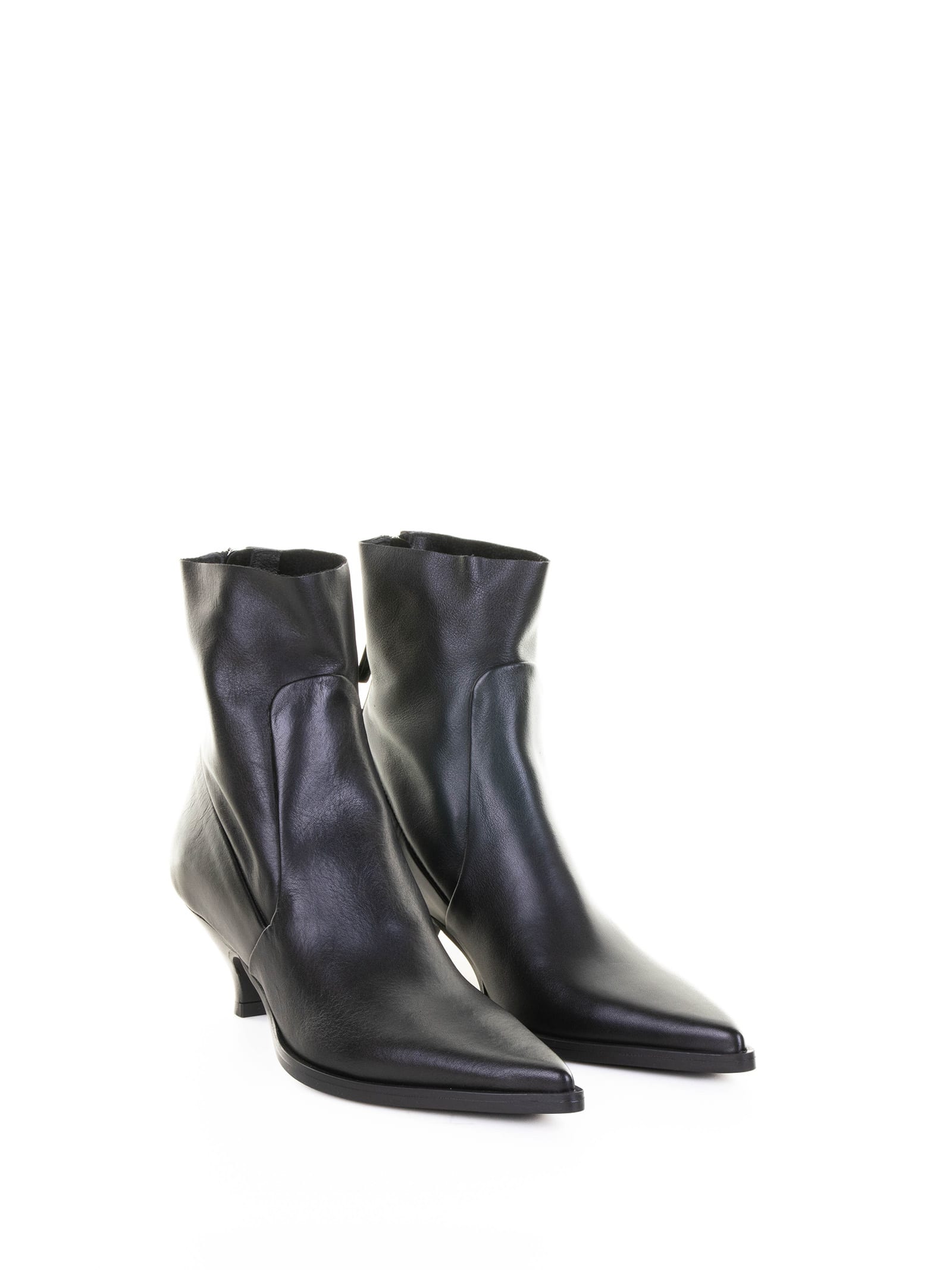 Elena Iachi 50mm Zip-detail Pointed-toe Ankle Boots In Black