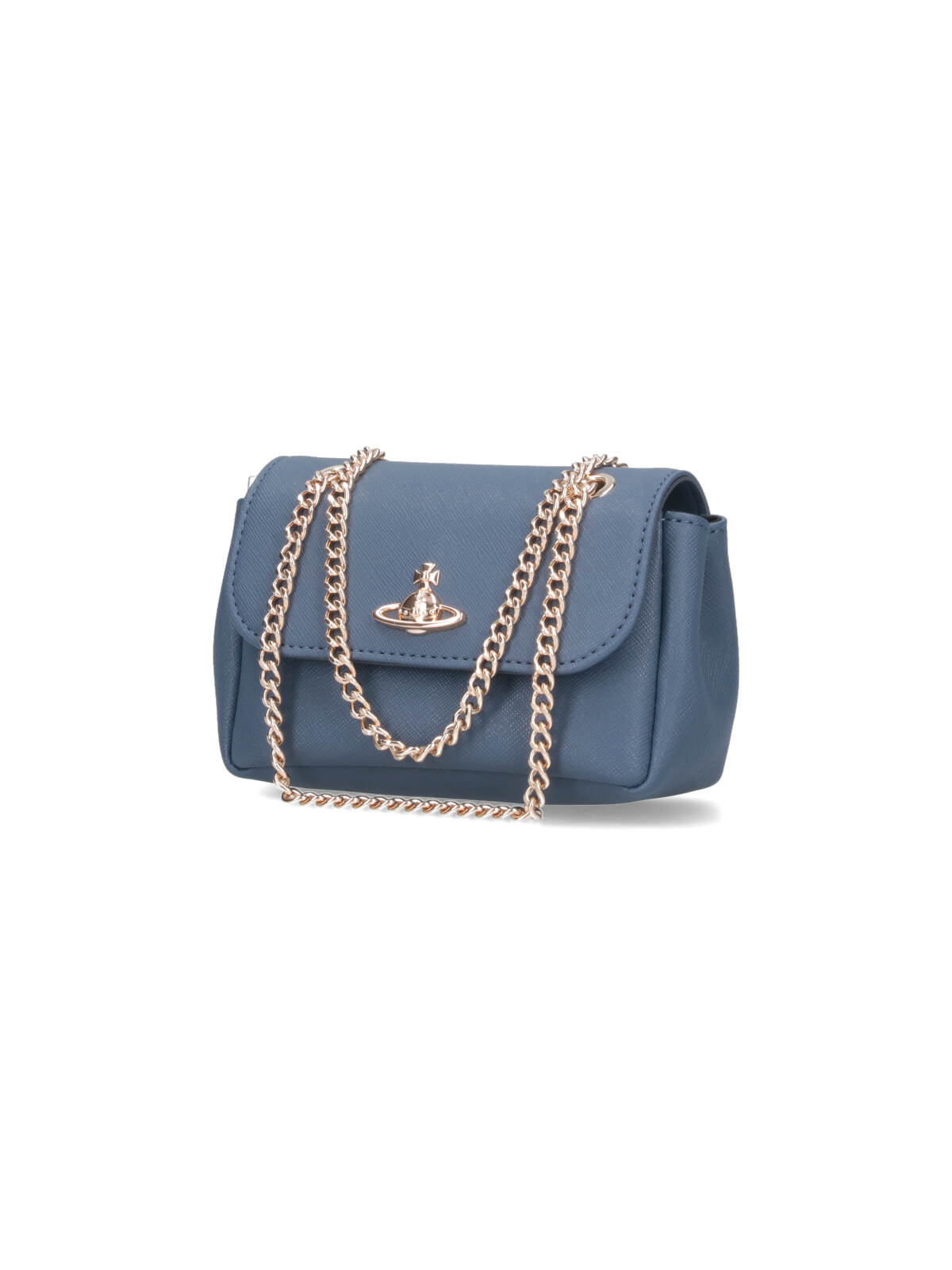 Vivienne Westwood Orb Plaque Foldover Top Shoulder Bag In Blue