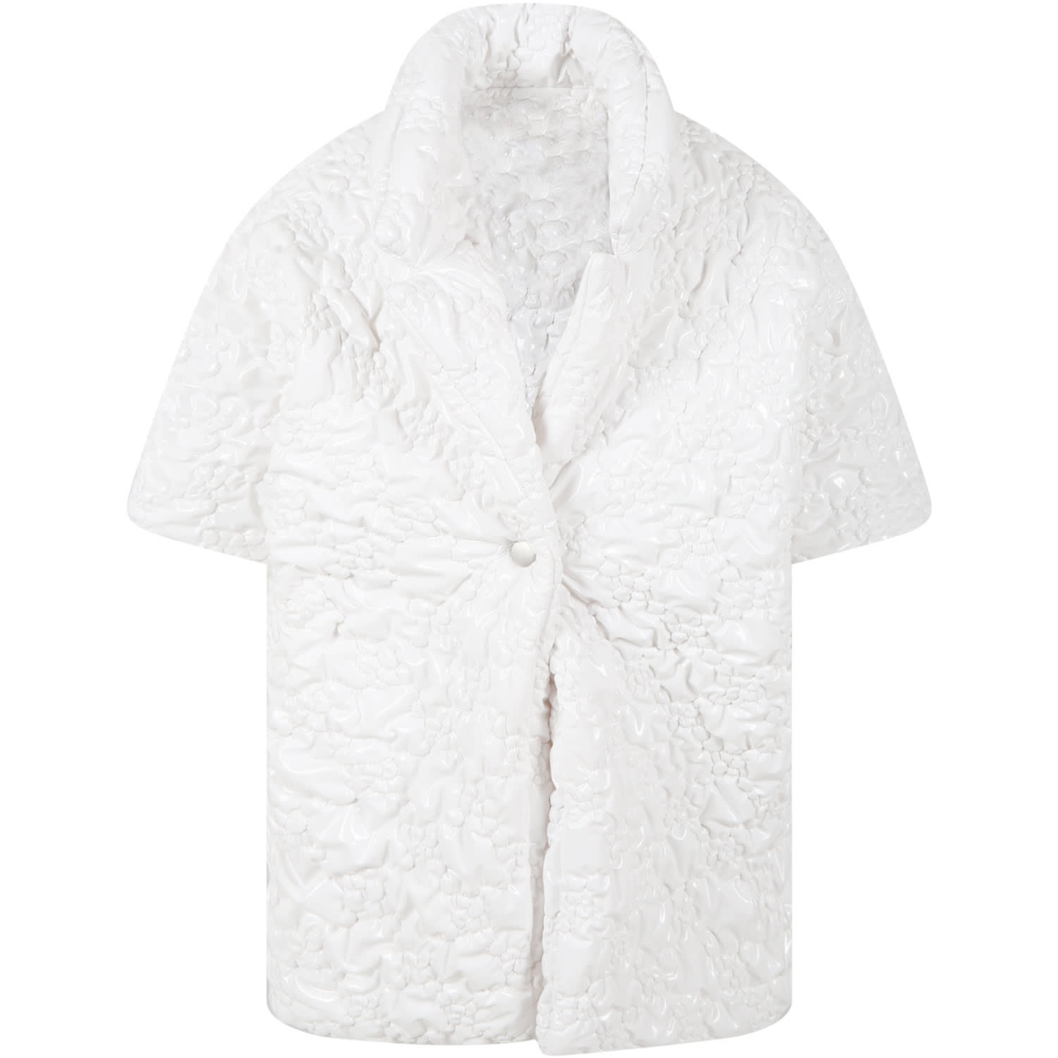 Caroline Bosmans White Coat For Girl With Emroidery