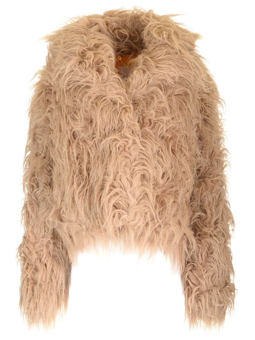 Fur Effect Wool Coat