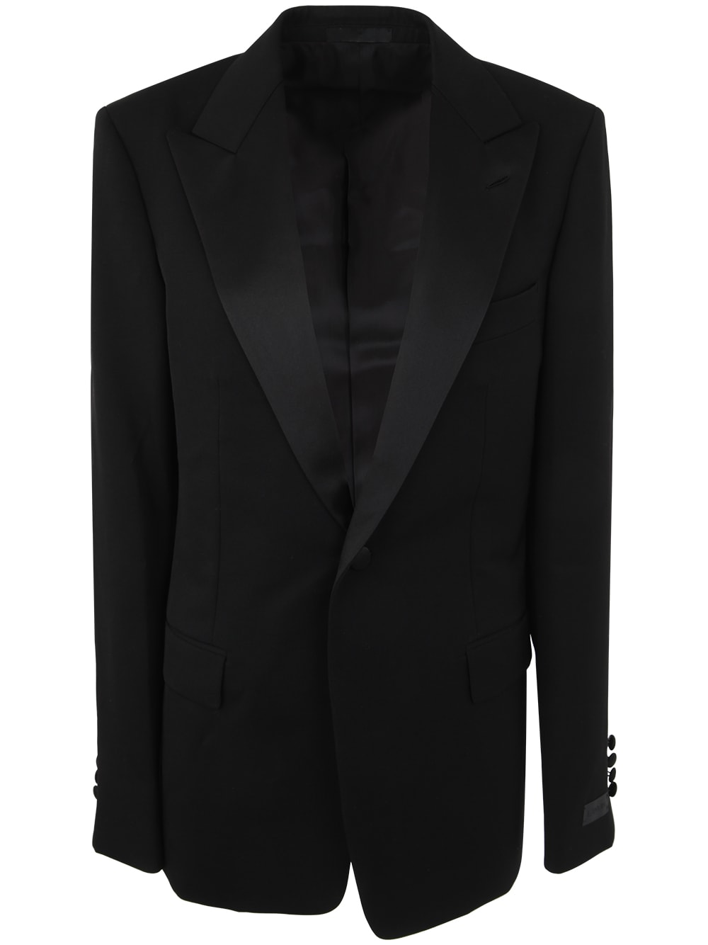 Shop Lanvin Peak Collar Tuxedo Jacket In Black