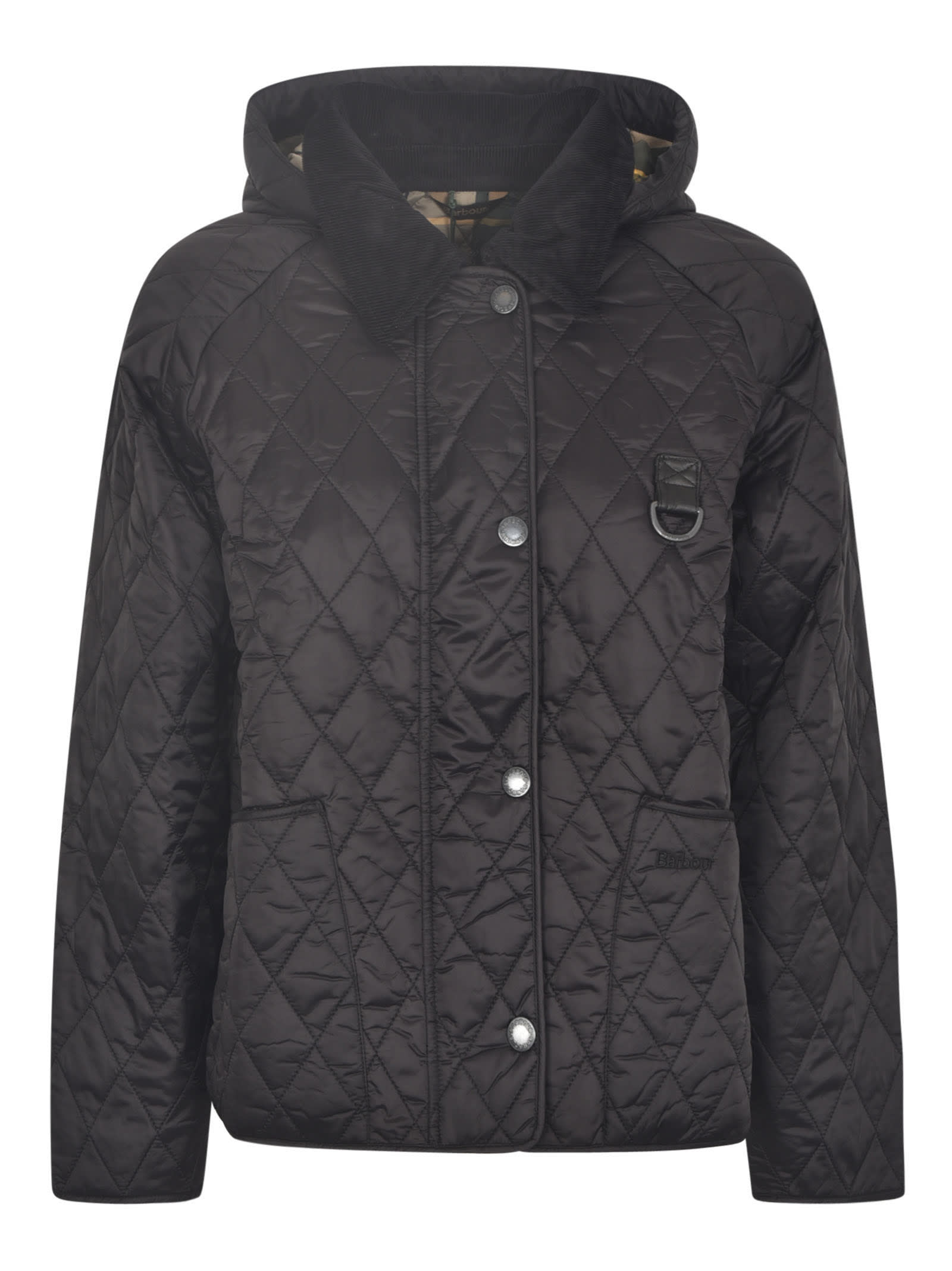 Barbour Quilted Buttoned Oversized Jacket In Black