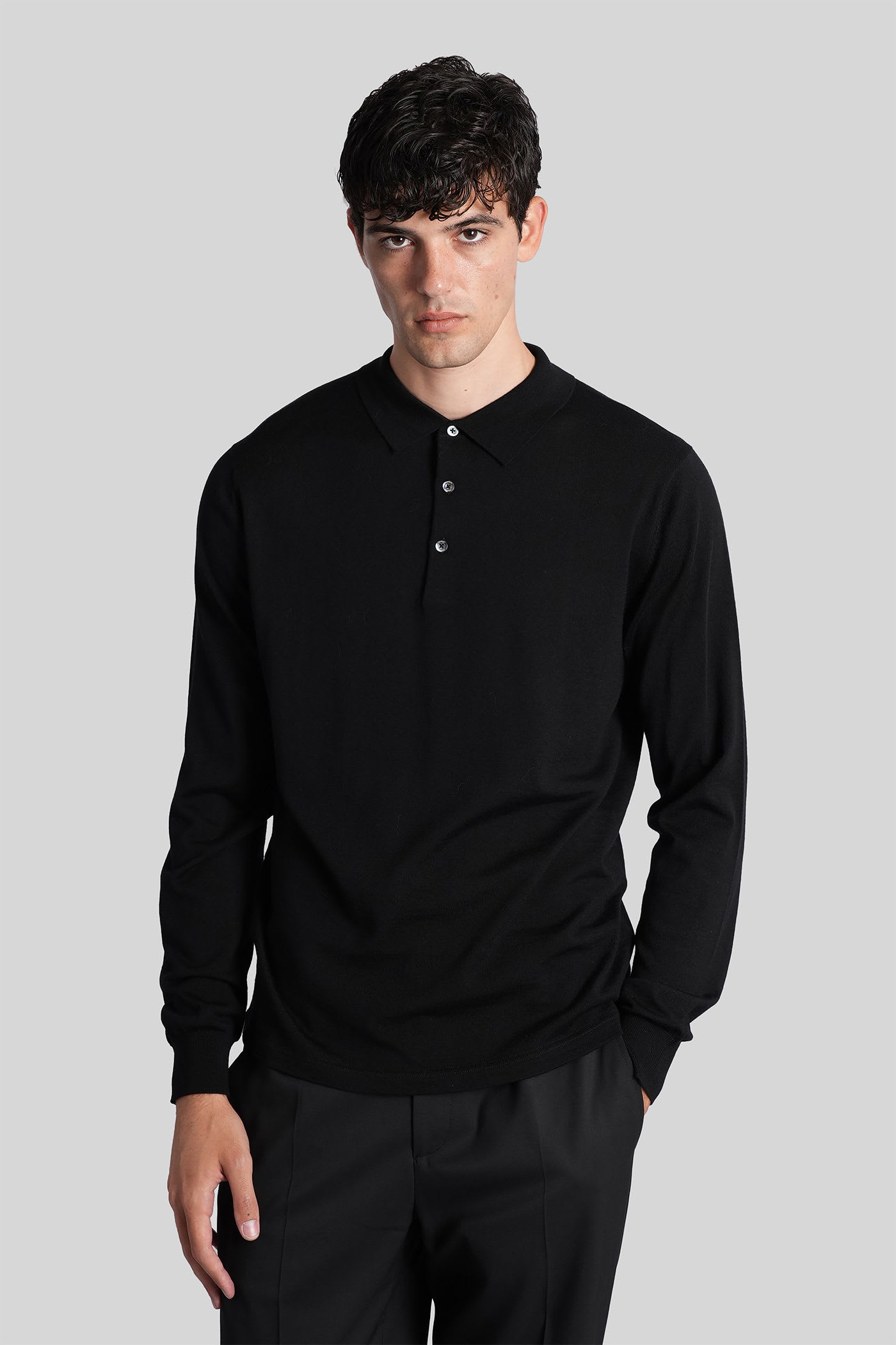Aspesi M197 Polo In Black Wool In Black