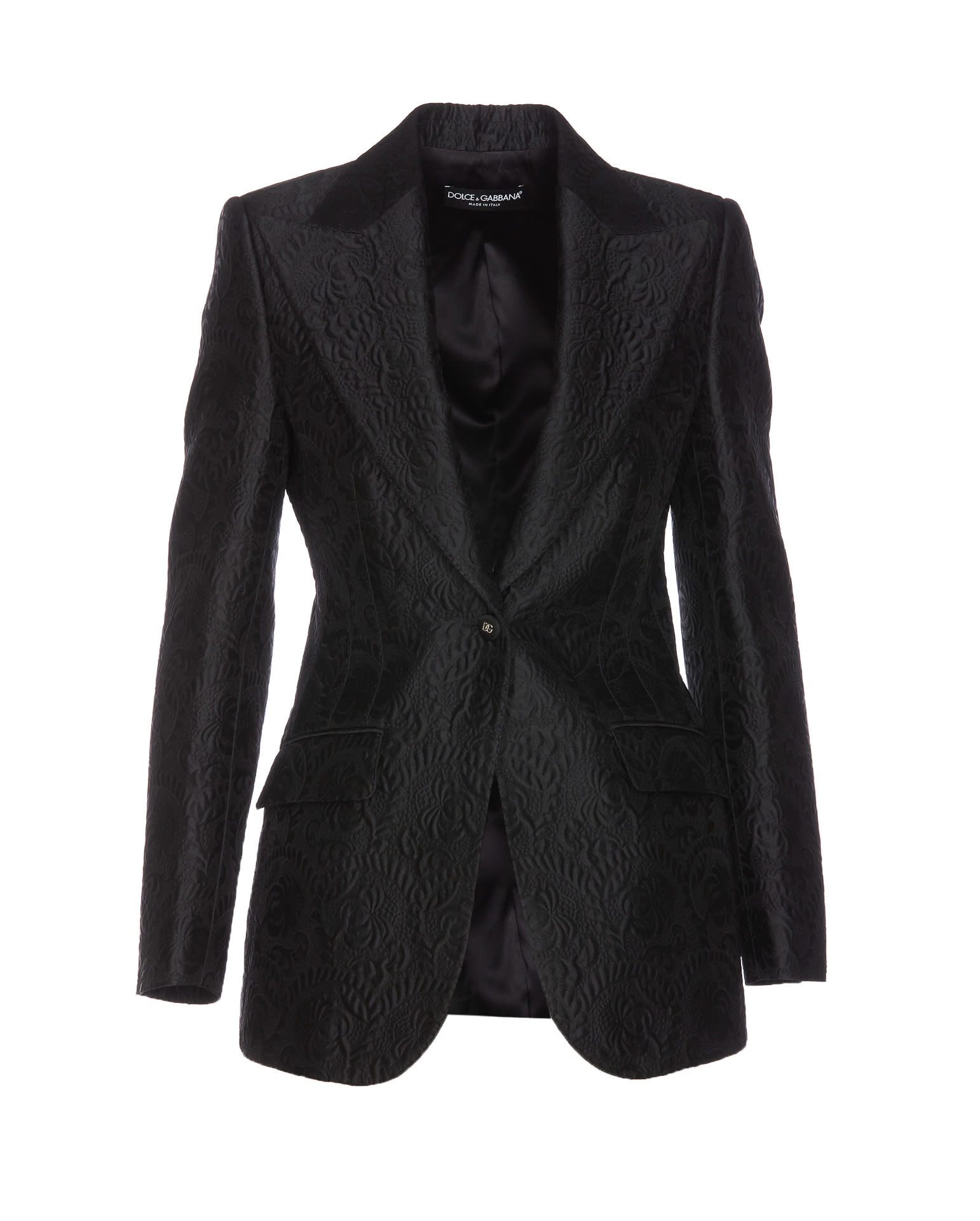 Shop Dolce & Gabbana Floral Turlington Single-breasted Jacket In Black