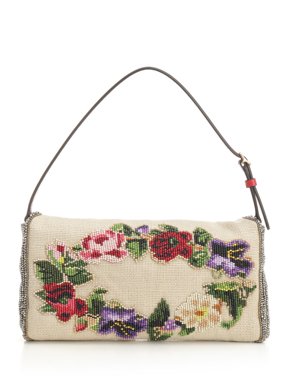 Valentino Small Vain Soft Shoulder Bag Embroidered In Multi