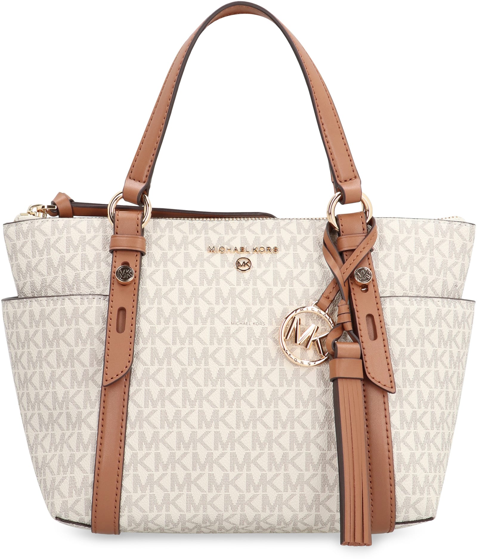 Shop Michael Michael Kors Sullivan Coated Canvas Tote In Panna