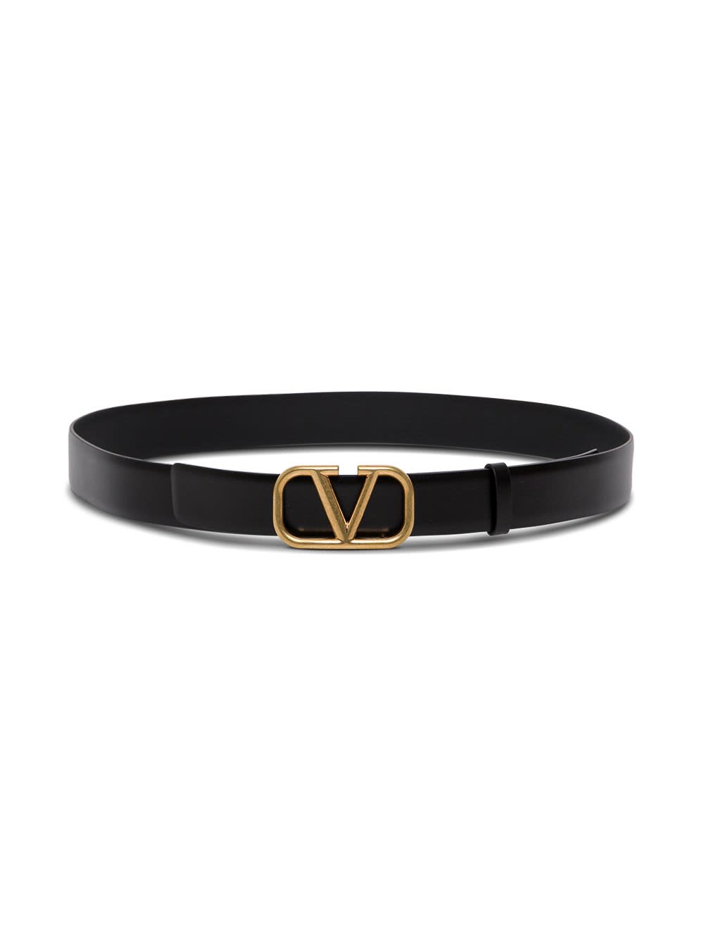 Valentino Garavani Black Leather Belt With Logo Buckle