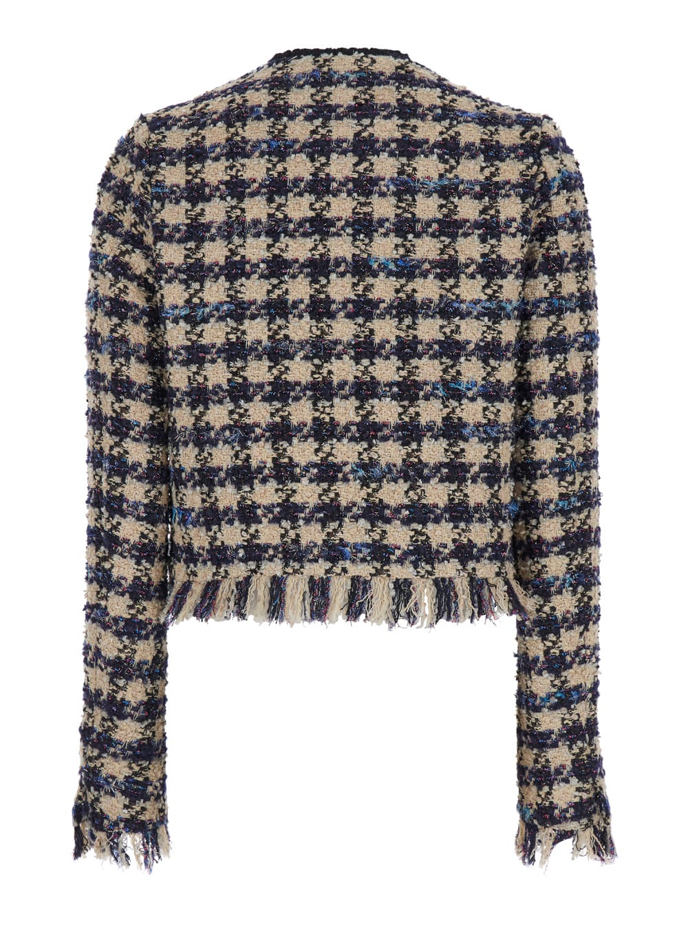 Shop Forte Forte Pied De Coque Tweed Boxy Jacket In Blue/neutrals