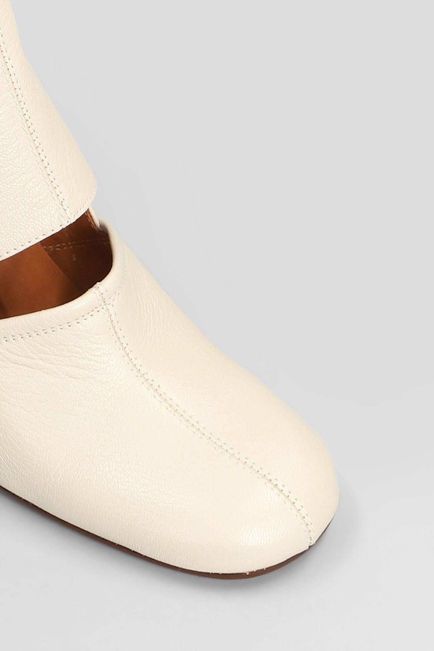 Chie Mihara Sonli High Heels Ankle Boots In Beige Leather In Multi