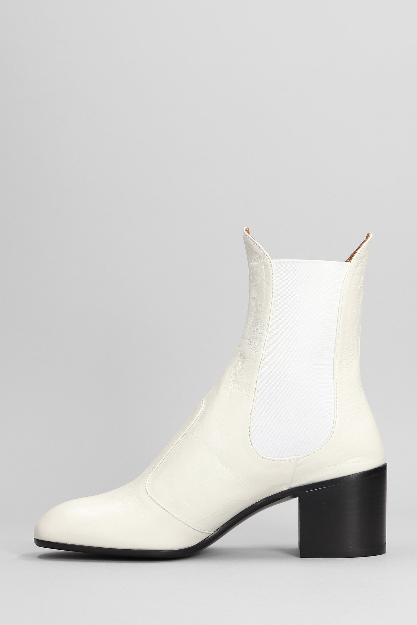 Shop Laurence Dacade Low Heels Ankle Boots In White Leather