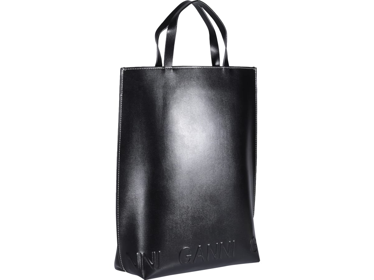Shop Ganni Banner Bag In Black