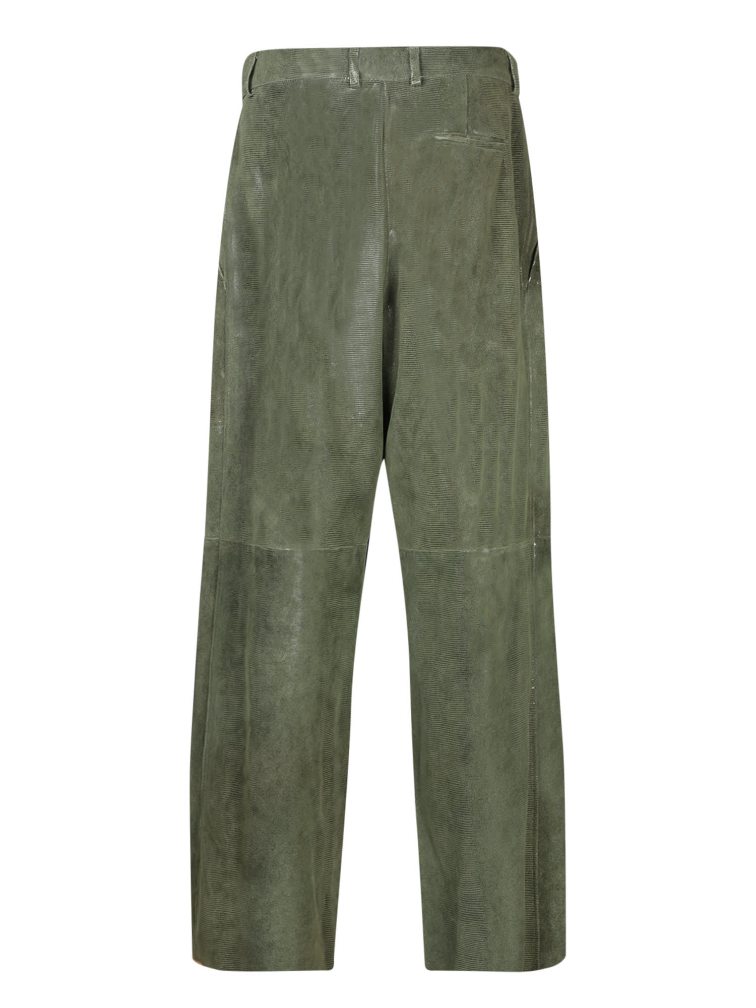 Shop Forte Forte Lizard Printed Suede Cargo Trousers In Green