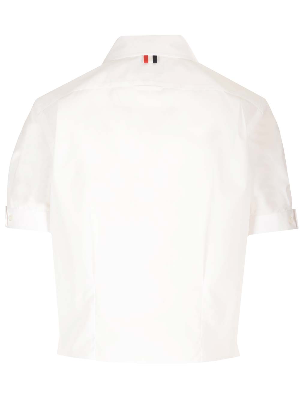 Shop Thom Browne Short Sleeve Tucked Blouse W/ Bow In White