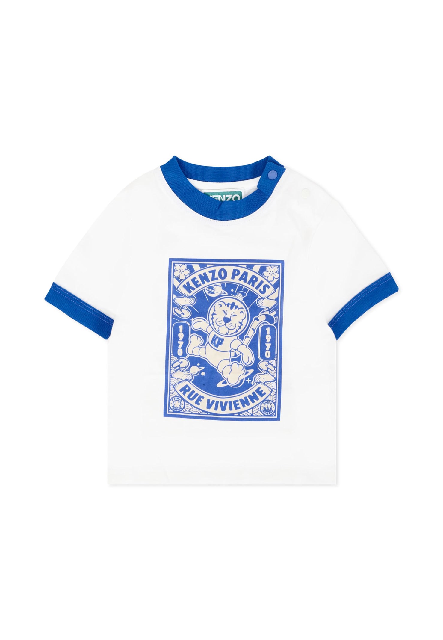 Kenzo White T-shirt Set For Baby Boy With Tiger In Multi