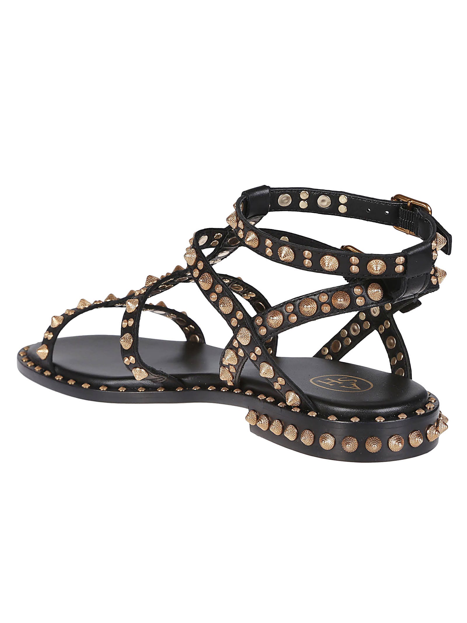Shop Ash Pepsy Sandals In Black/sungold