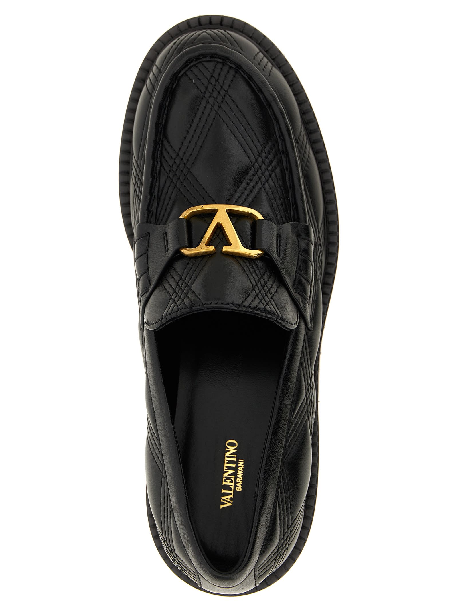 Valentino Garavani Quiltie Loafers In Black