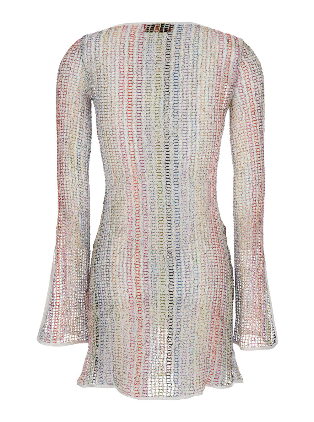 Shop Missoni Multicolor Mini Dress With Cut-out On The Front And Flared Sleeves In Viscose Blend Woman