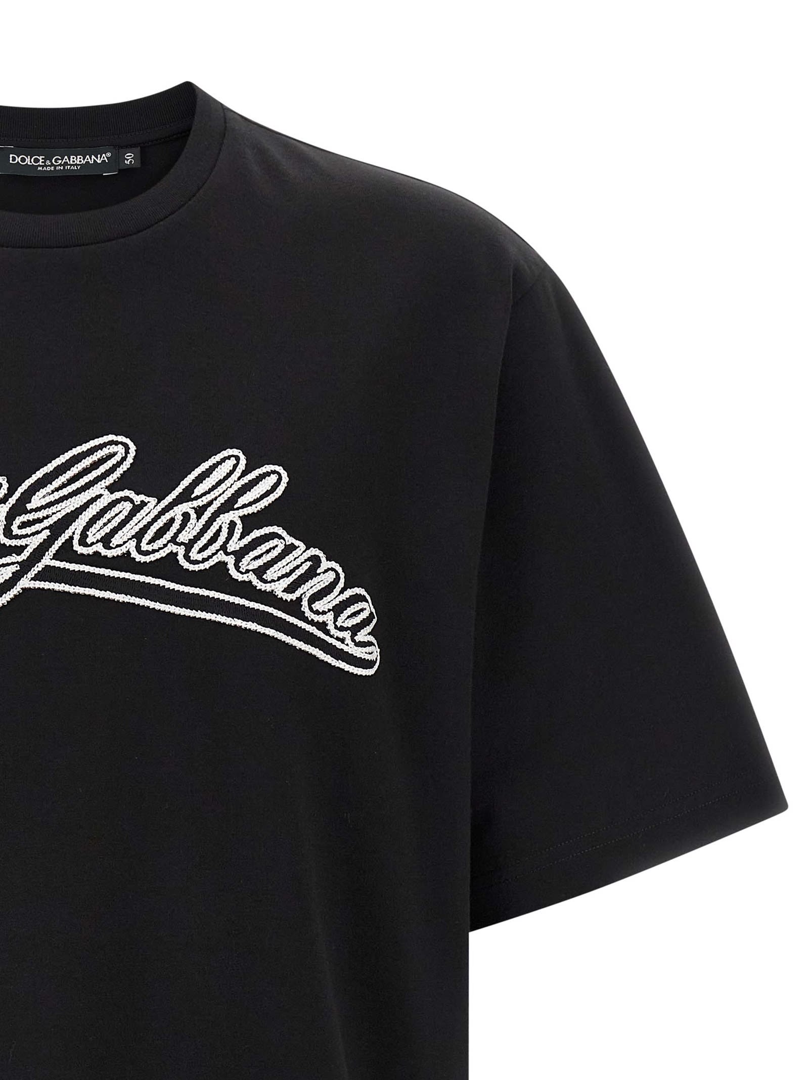 Dolce & Gabbana Men Short Sleeve T-shirt With Logo In Black