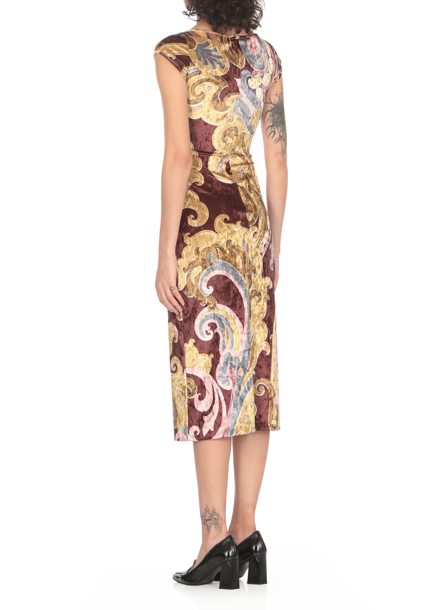 Shop Etro Velvet Dress In Brown