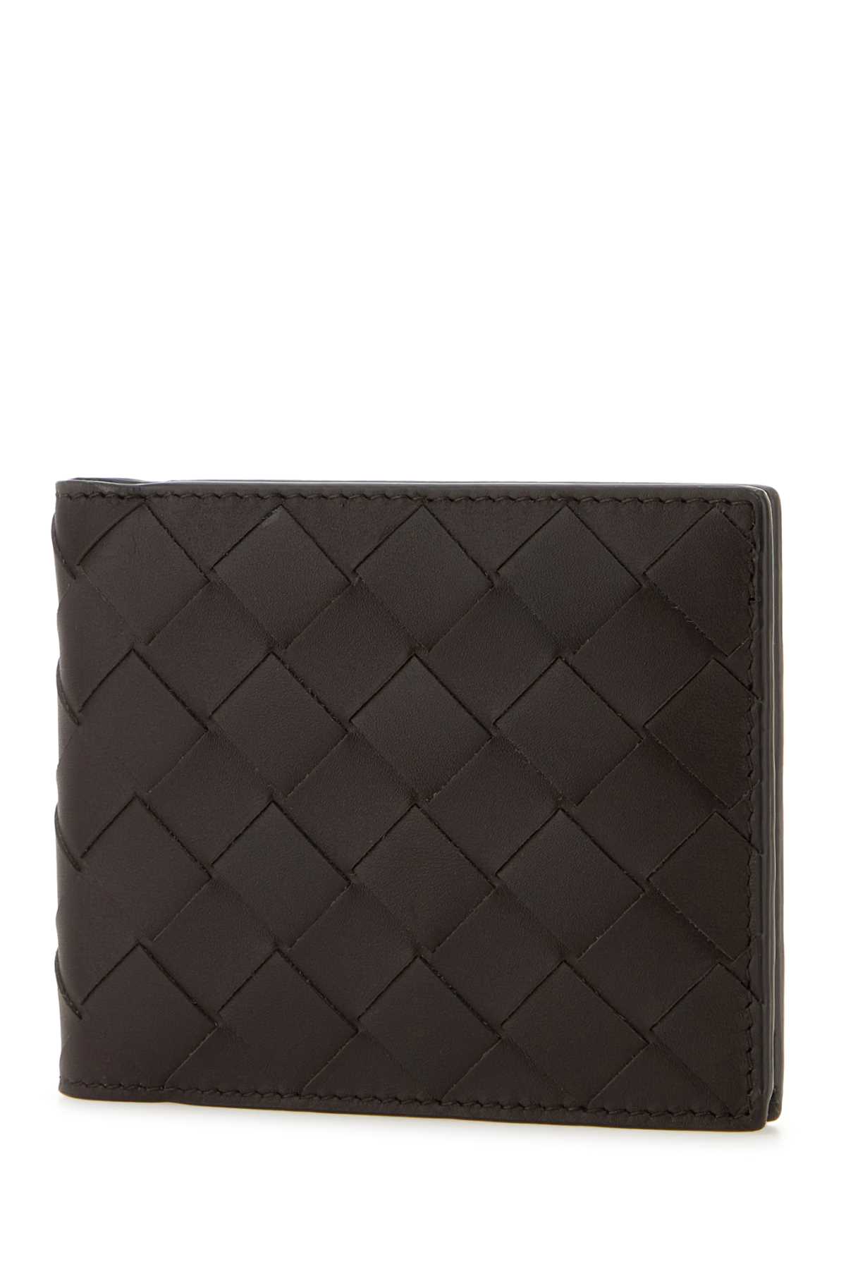 Shop Bottega Veneta Dark Brown Leather Wallet In Fondantsilver