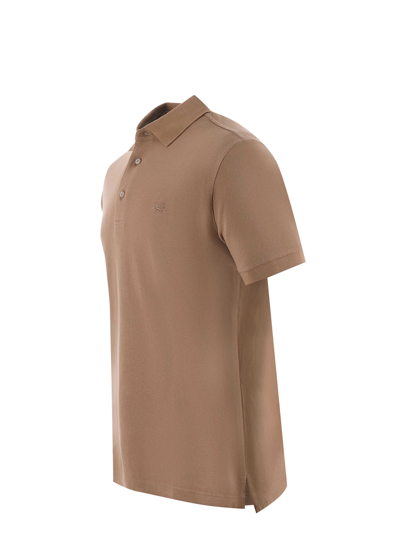 Etro Pegaso Embroidered Polo T-shirt In Brown