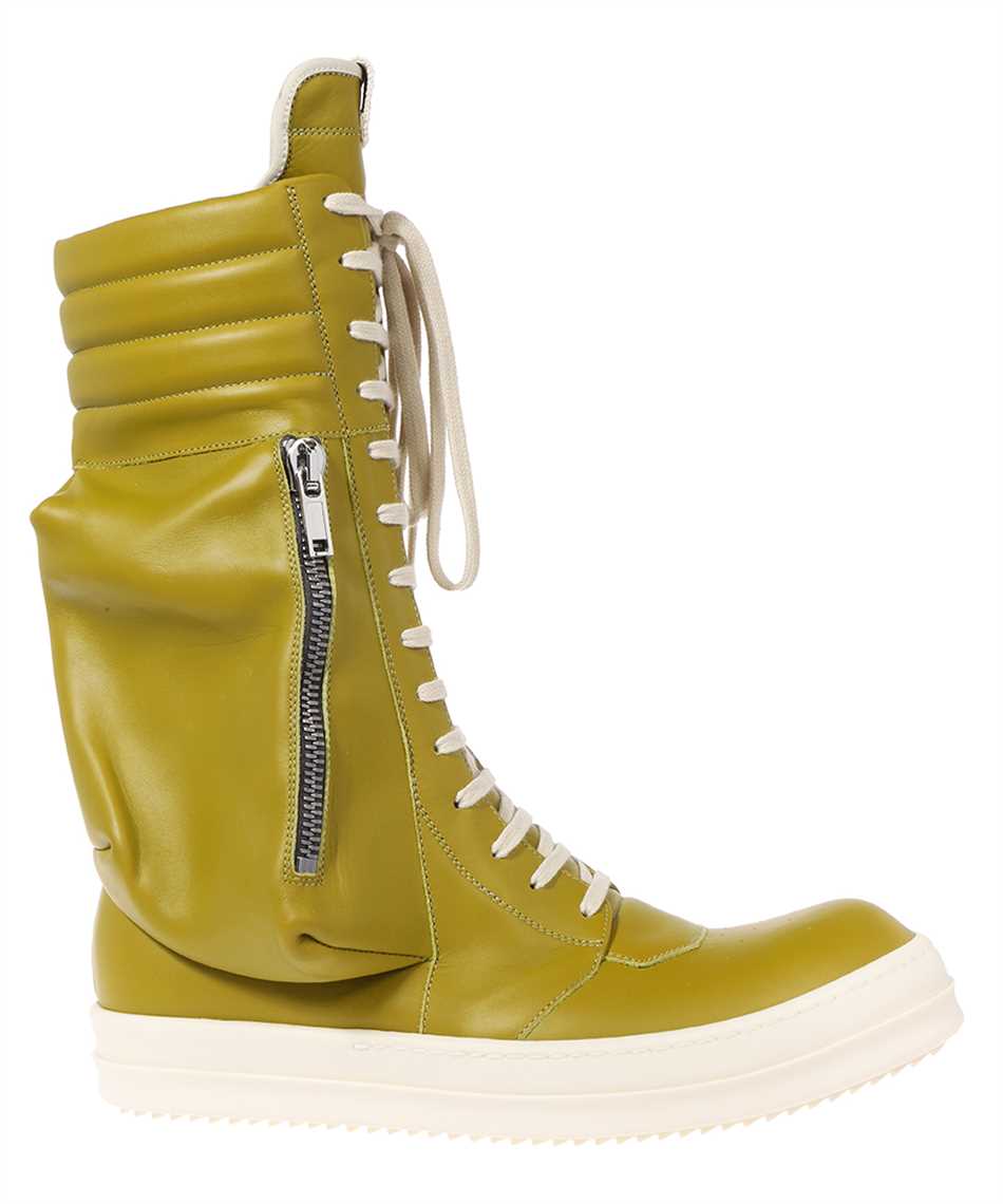 Shop Rick Owens Cargo Basket Leather Lace-up Boots In Green