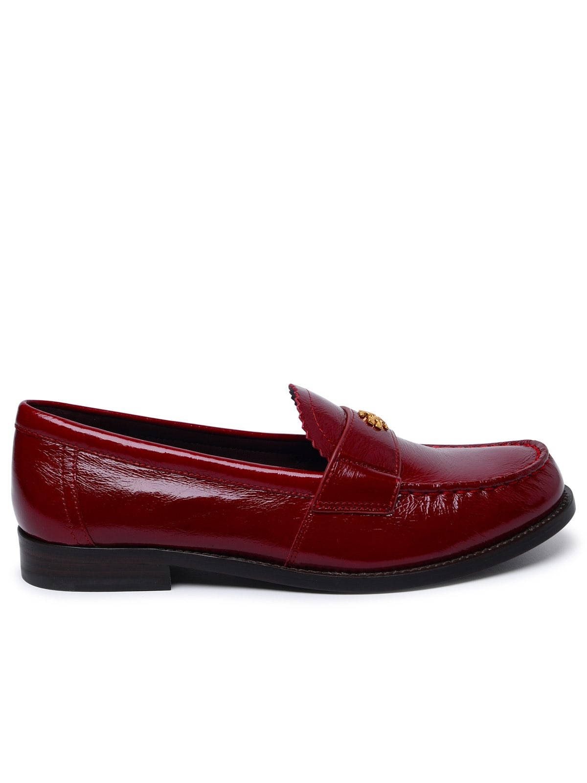Tory Burch Perry Red Shiny Ruffled Leather Loafers