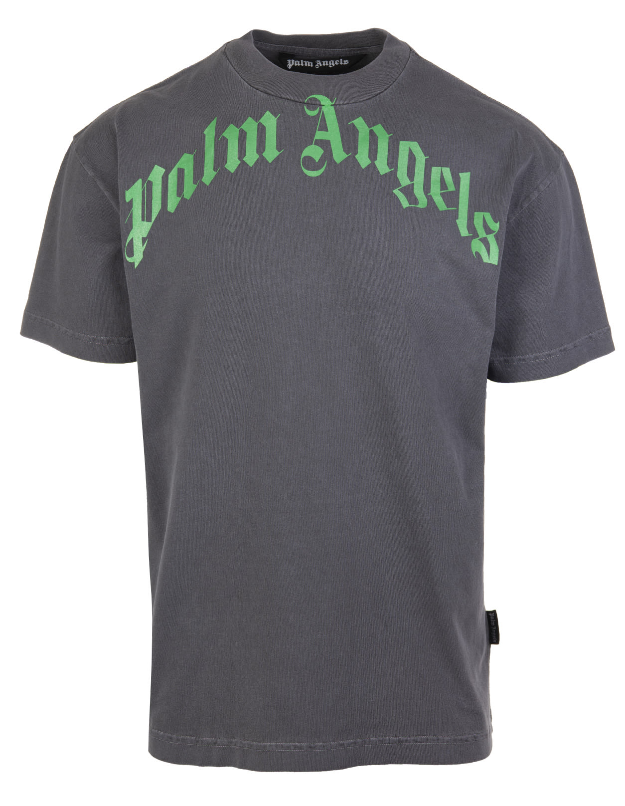 Palm Angels Cottons MAN BLACK AND GREEN VINTAGE LOGO T-SHIRT
