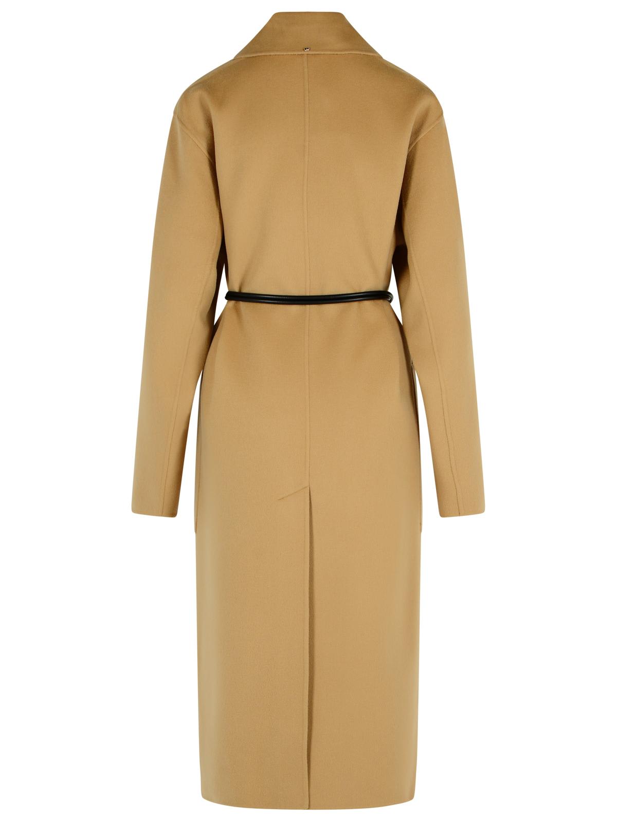 Sportmax Abate Camel Virgin Wool Robe Coat In Nude
