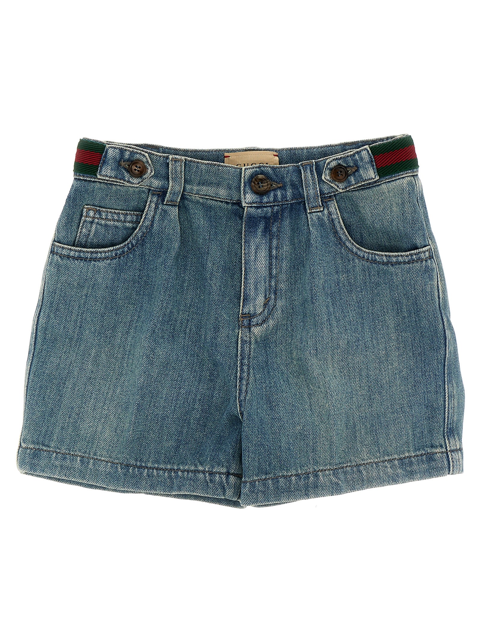 Gucci Kids' Web Bermuda Shorts In Blue