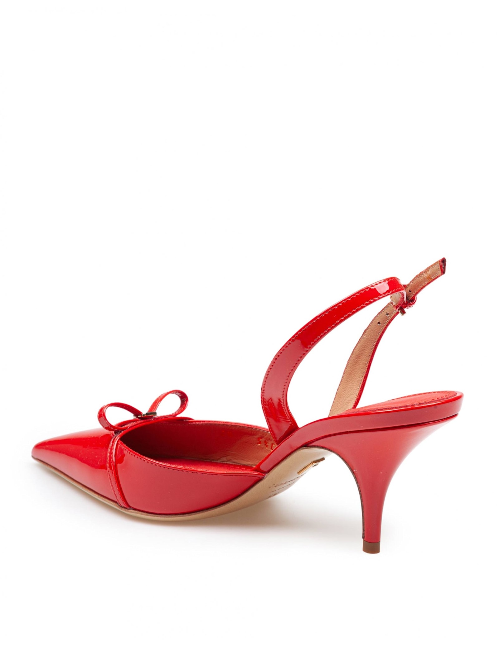Ferragamo Mini Bow Red Patent Sling-back Pumps