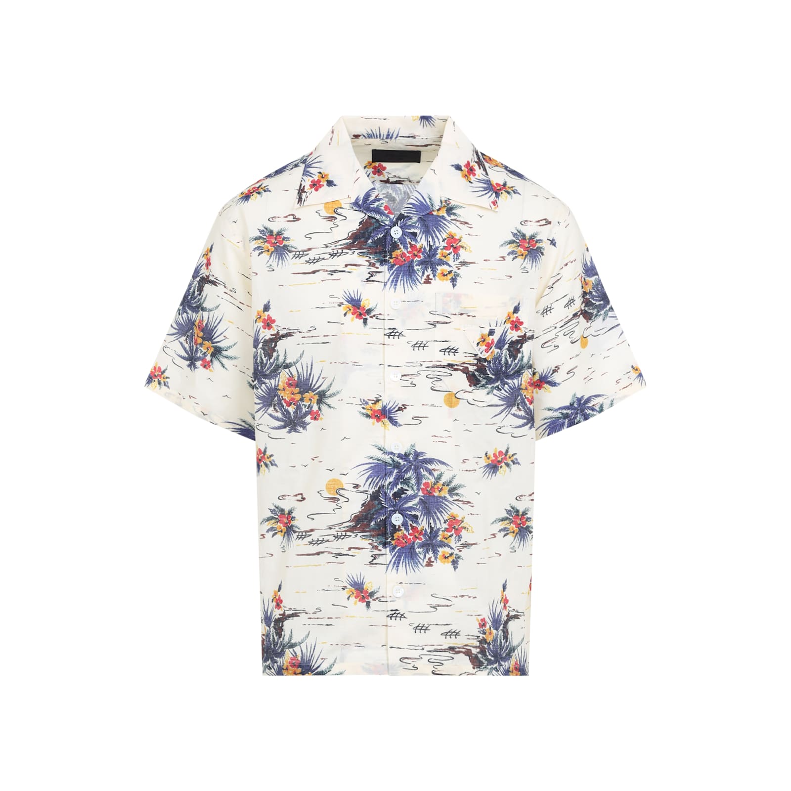 Prada Floral Print Short-sleeved Shirt In Vaniglia