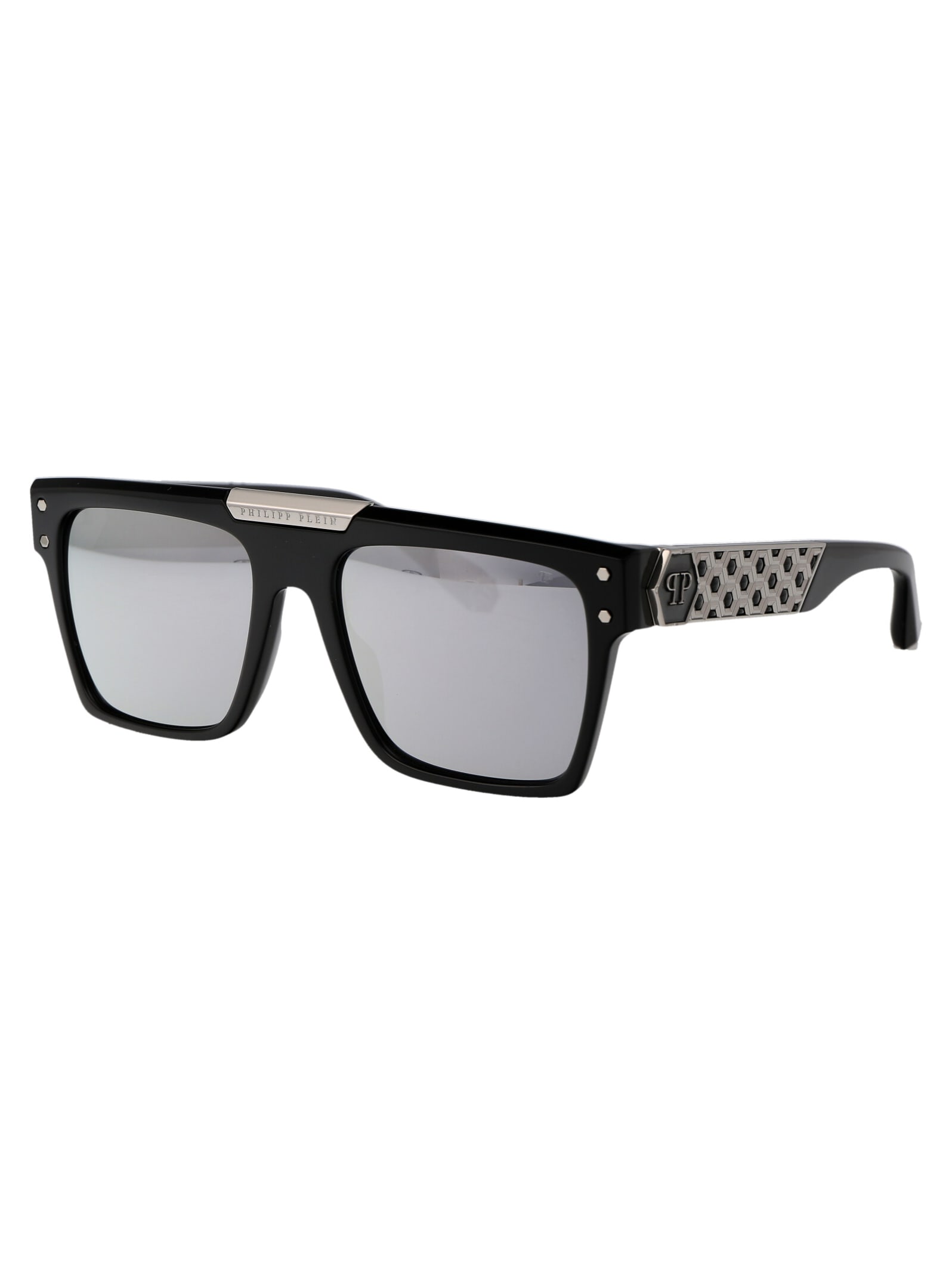 Shop Philipp Plein Spp080 Sunglasses In 700w Black
