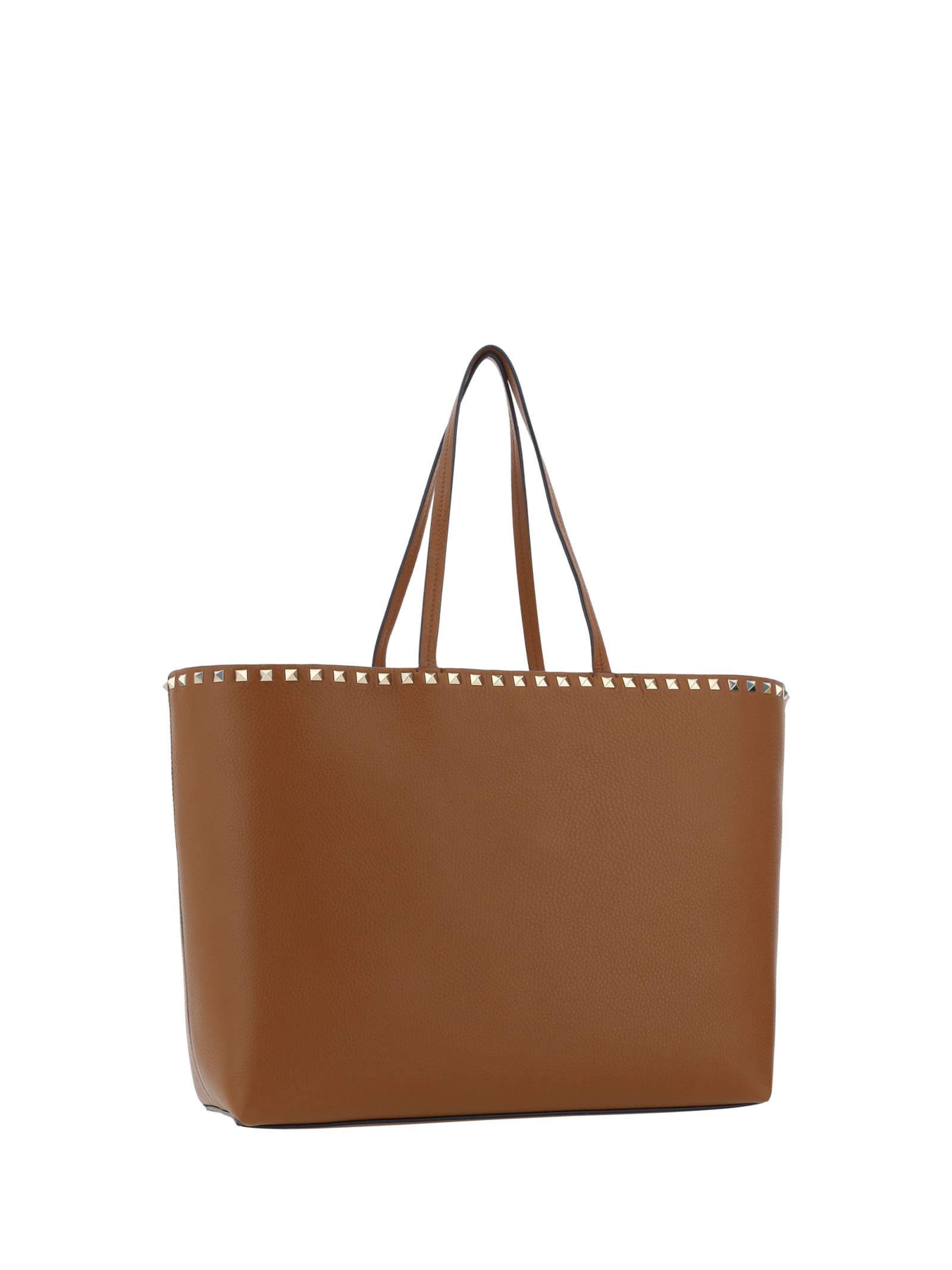 Shop Valentino Rockstud Tote Bag In Tobacco