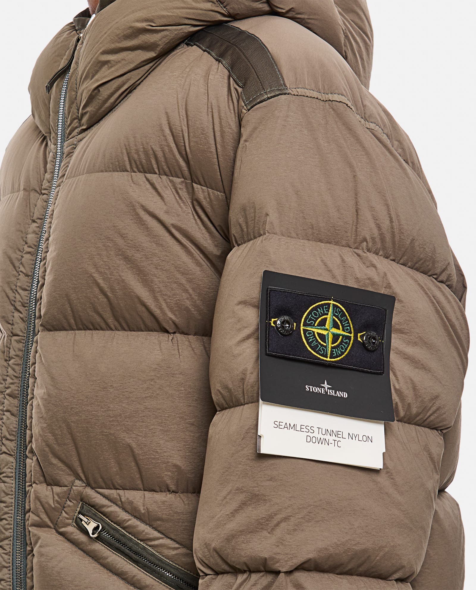 Shop Stone Island Real Down Jacket In Brown