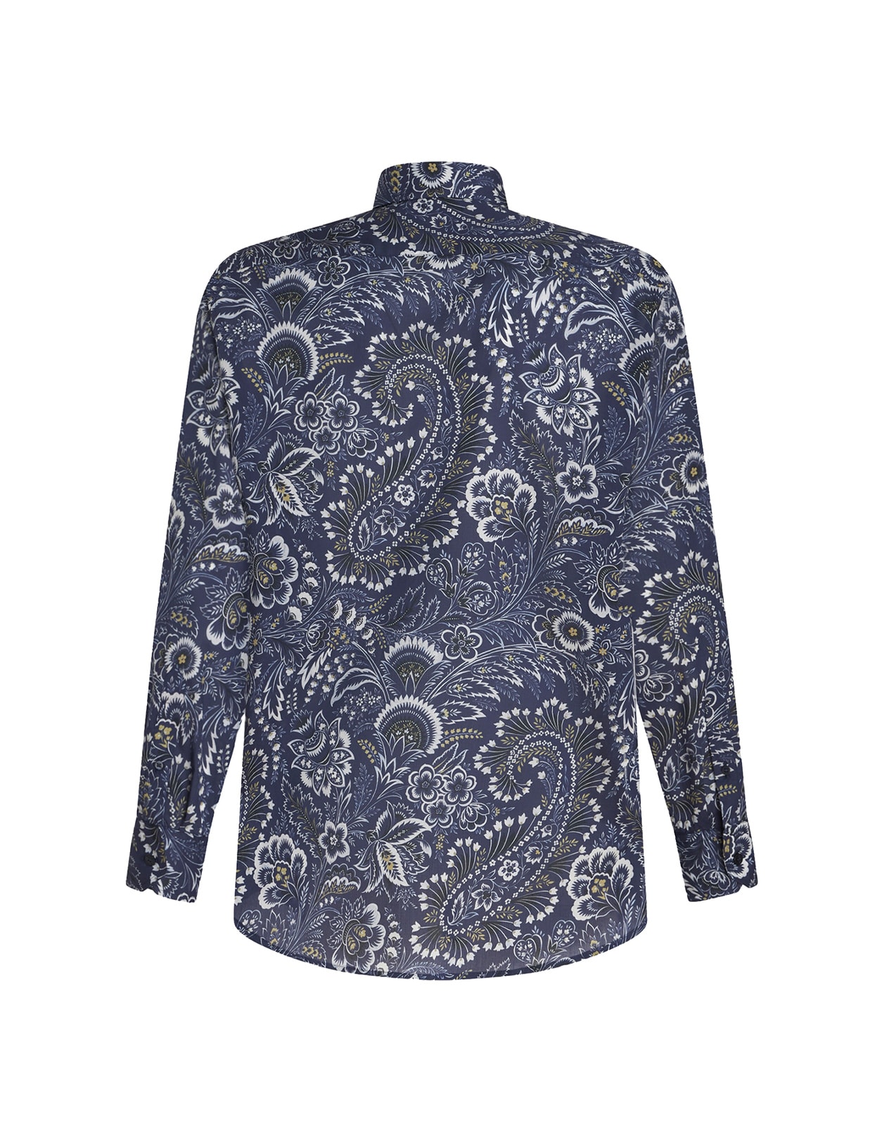 Shop Etro Blue Cotton Shirt With Paisley Floral Pattern