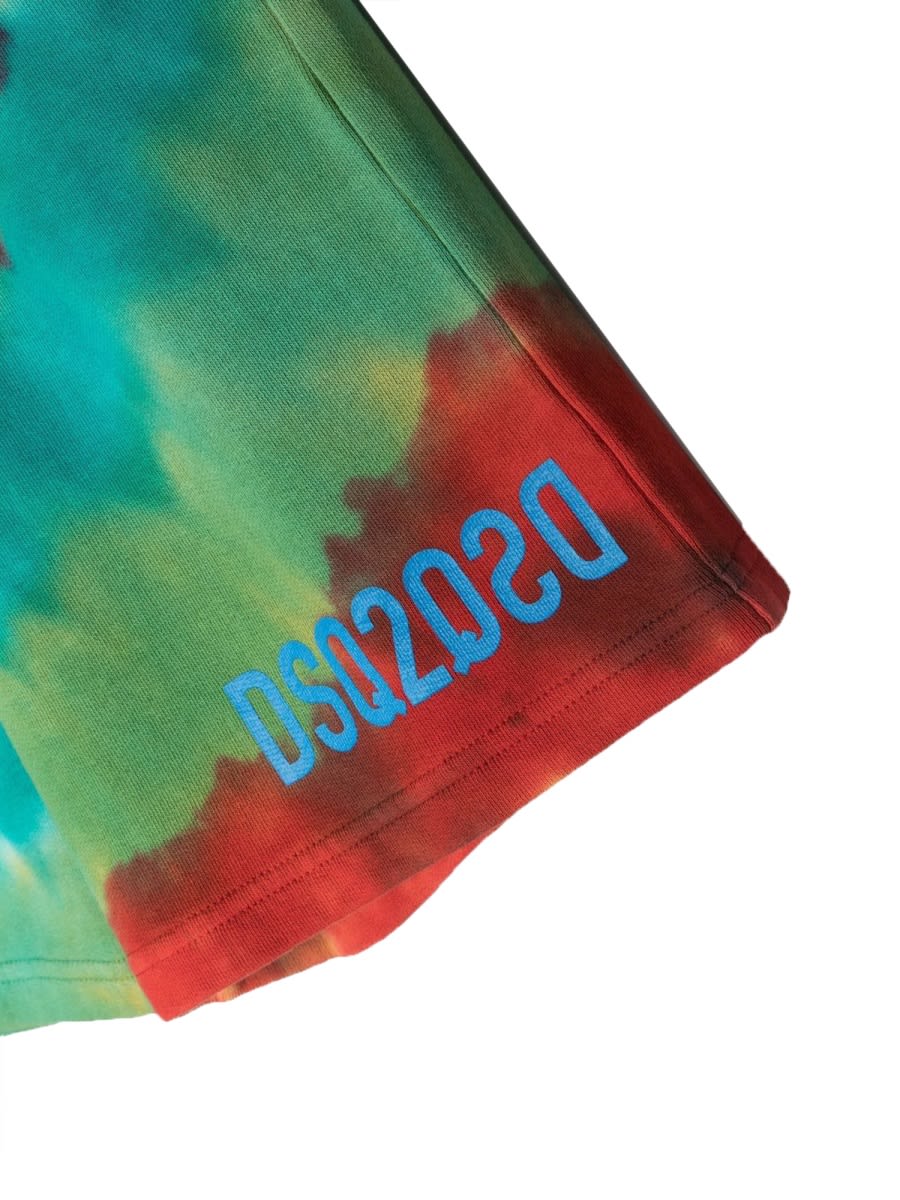 Dsquared2 Logo Tie Dye Bermuda Shorts In Multicolour