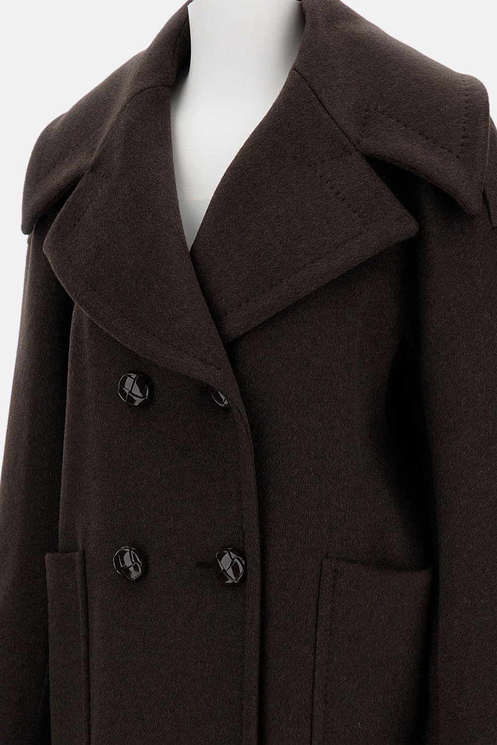 Max Mara Double-breasted Wide-lapel Jacket In Brown