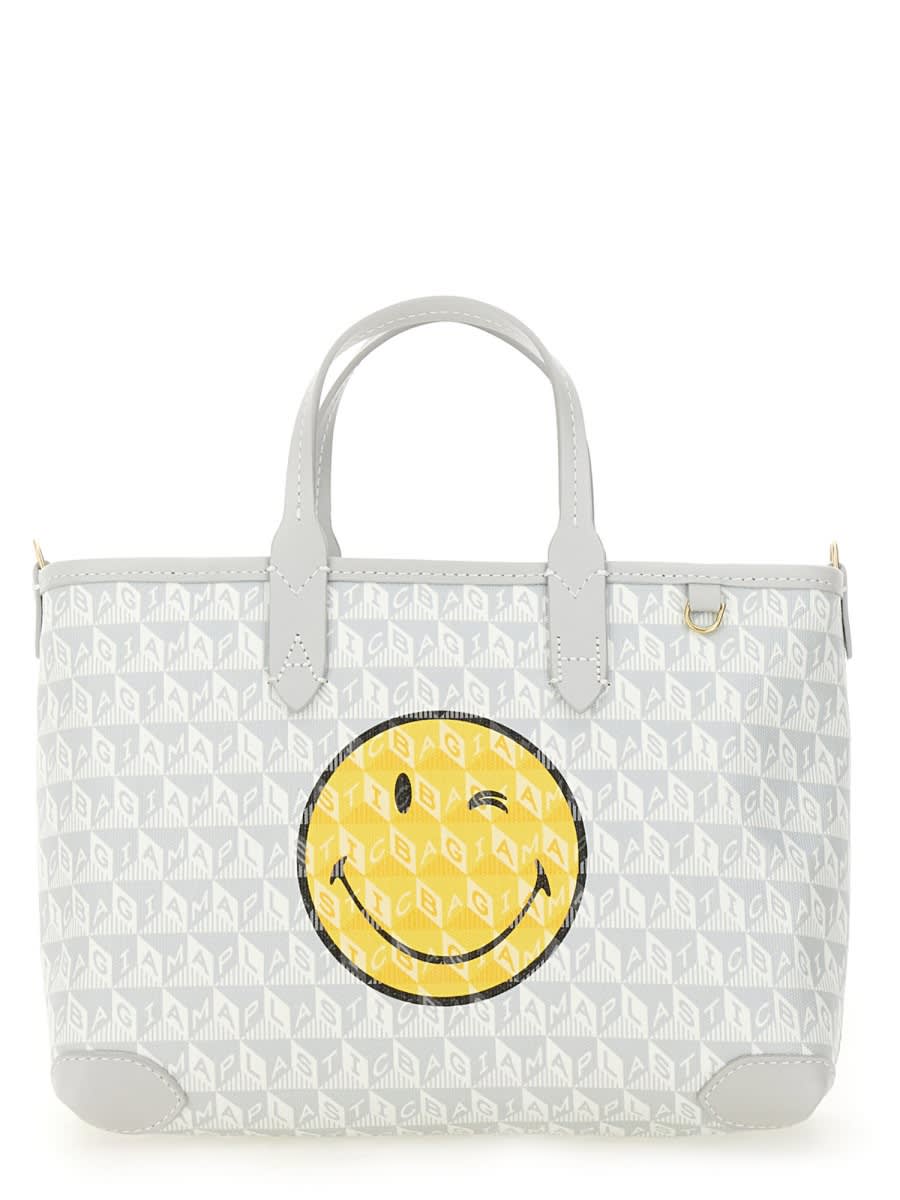 Shop Anya Hindmarch I Am A Plastic Bag Wink Tote Bag Xs In Multicolour