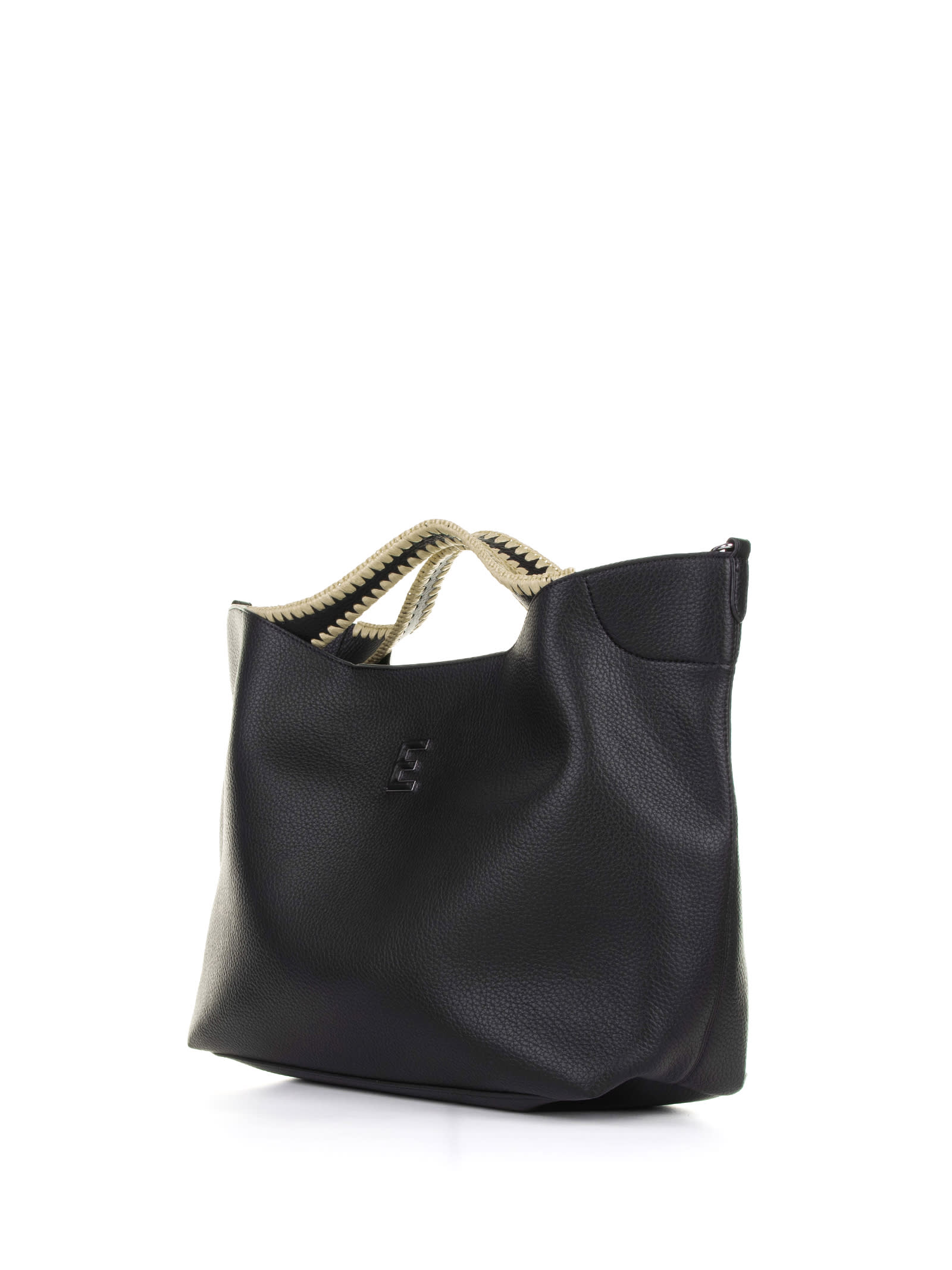 Shop Ermanno Scervino Rachele Large Black Leather Handbag In Nero