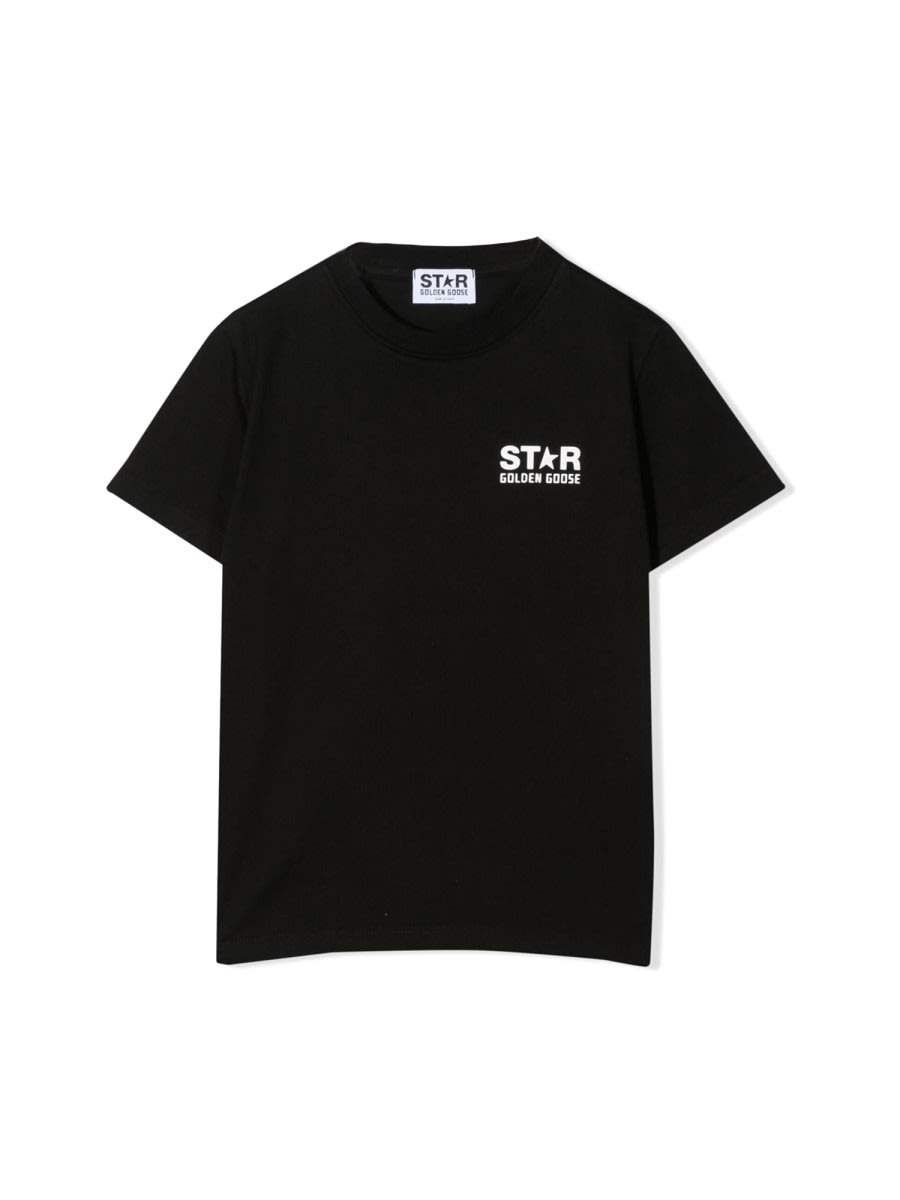 Shop Golden Goose Star/ Boys T-shirt S/s Logo/ Big Star Printed In Black