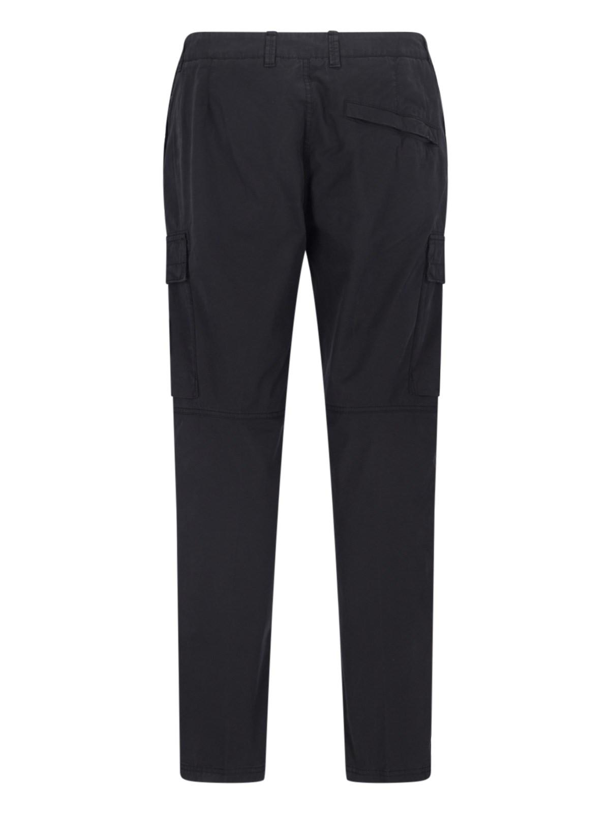 Shop Stone Island Cargo Fitted Trousers In Black