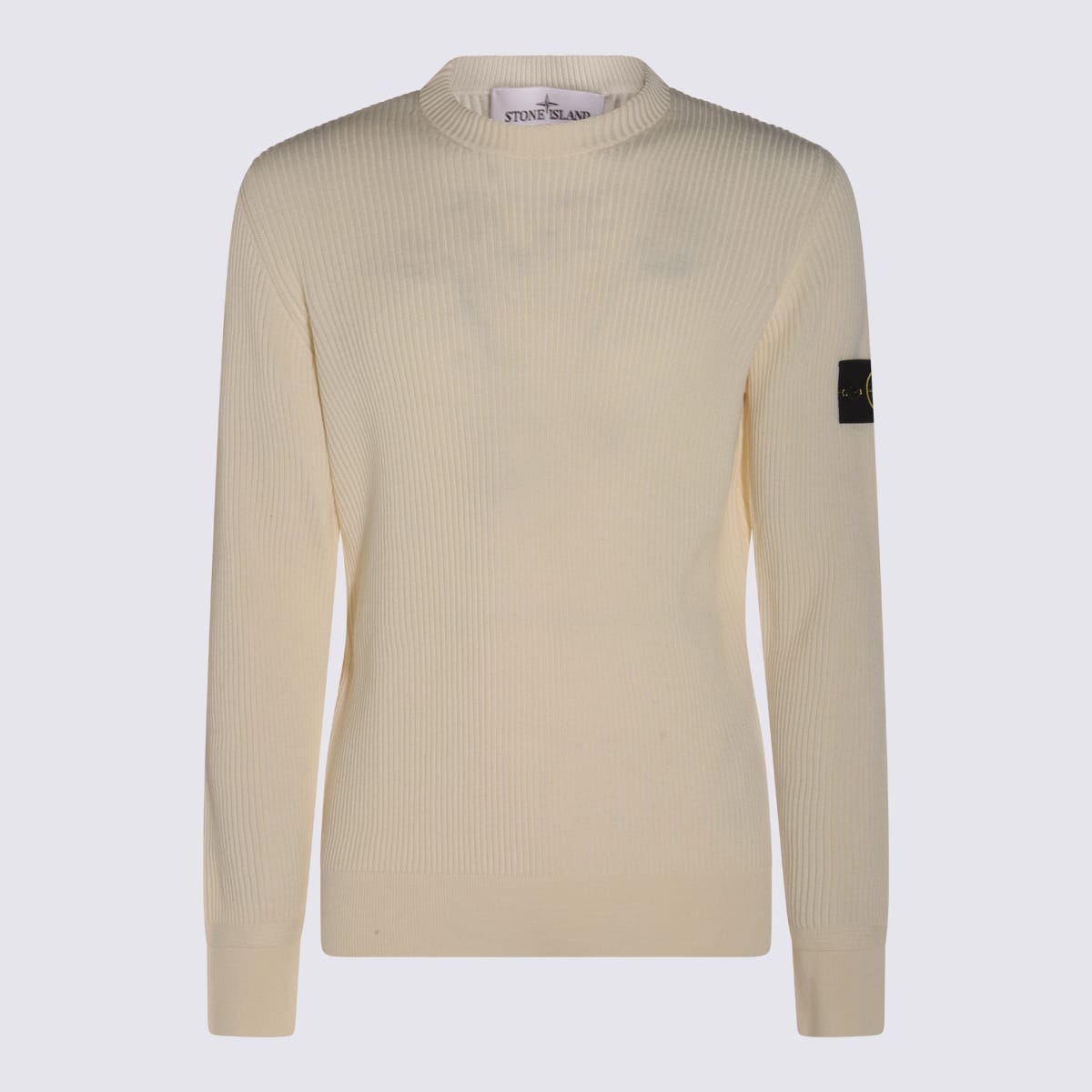 Stone Island Wool Blend Sweatshirt With Iconic Logo Patch And Timeless Design In Neutral
